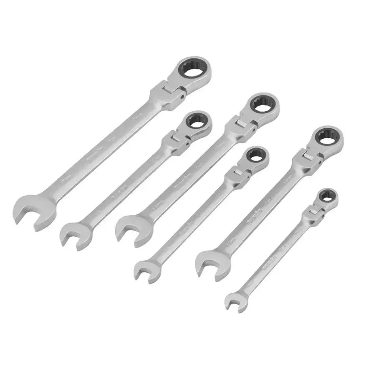 Flex-Head Double Box-End Ratcheting Wrench Set – 6 Pcs